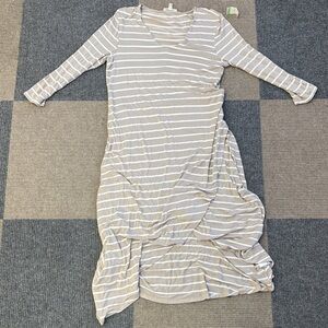 Spense Beige and White Long Sleeve Dress